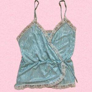 Shimmery blue asymmetrical camisole